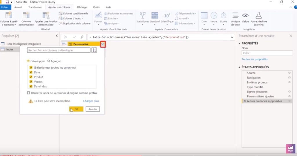 Creer logique temporelle Power BI